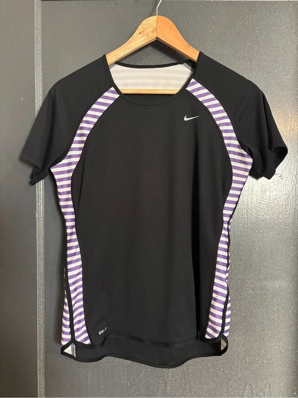 Nike Black Athletic Top with Purple & White Accents